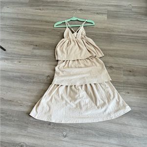 Tiered linen sundress perfect for vacations or destination weddings